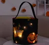 Halloween Candy Bucket com luminoso truque de cesta de Halloween ou sacos de tratamento reutilizáveis ​​Bag de abóbora de abóbora cestas de presentes para infantil suprimentos de festas favores sn6252