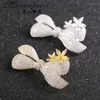 Brosches Meirenpeizi Rhinestone Bow Brosch Futterfly Gold Silver Color Simulated Pins For Wedding Bouquet