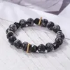 Bracelets à maillons 8/10mm flocon de neige naturel obsidienne pierre Couple fait à la main tressé albâtre perles rondes Bracelet bijoux pour femmes hommes