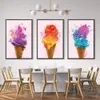 Ice Cream Canvas Painting Colorful Icecream Poster Wall Art Picture Prints Home Decor Dining Room Bar Kitchen Wall Decoration Gift No Frame Wo6