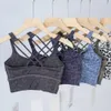 Lu Lu Lemens Bra Leopard Sports Print Yoga Fitness Bra with Fine Straps美しいバックダブルストラップ女性スポーツタイトな下着チェストラップヨガの衣装