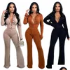 Women'S Two Piece Pants Veet Casual Tracksuits Women Lapel Neck Shirt And Bot Outfits Set Wear Ship Drop Delivery Apparel Womens Clo Dhm5R