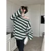 Kadın Sweaters Sweater Kadın Moda Mizaç Külotu Sonbahar Tembel Kontrast Çizgili Örgü Kore Gevşek Uzun Kollu Örme