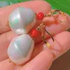 Dangle Earrings Fashion Natural White Irregular Pearl South Red Beads Gold Cultured CARNIVAL Party Holiday Gifts Women Diy Lucky Hook