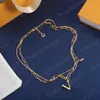 Fashion Love Necklace Luxury Designer Necklace 18k Gold Plated Letter Pendant Necklace for Women Double Layer Clavicle Chain