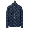 Chemises décontractées pour hommes Chemise Veste de haute qualité Letterpatterndenim Manteau mi-long élégant avec col rabattu Design à simple boutonnage Hommes