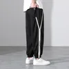 Herrbyxor 2023 män joggar svettbyxor baggy mode dragskon svart grå bomull casual lös byxor hipster all-match slacks