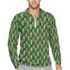 Camisetas de pólo de pólo de pólo masculino masculino Autumn Plantas fofas Imprimir camisa casual de camisa casual colar