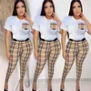 TRABALHO MULHERES FILHAS 2023 Autumn New Fashion Casual Stripe Checker Feminino Feminino Brand Feminino Feminino Conjunto