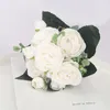 Decoratieve bloemen kransen 1 boeket 9 hoofden kunstmatige bloemen pioenthee rozen herfst zijden nep bloemen voor doe -het -zelf woonkamer huizen tuin bruiloft decoratie 230823