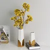 Vazen Modern Simple Electroplating Ceramic Golden Vase Light Luxury Home Living Room Desktop Flower Arrangement Container Decoratie