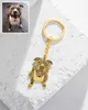 Keychains Lanyards Personalized Pet Po Keychain Custom Cat Dog Portrait Keyring Engraved Name On The Back Customized Memorial Gift For Pet Lover 230823