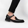 Elbise ayakkabıları siyah gündelik iş erkekler ayakkabı toka kayış yuvarlak ayak parmağı sandaletler 38-46 230823 ile erkekler için ayakkabı