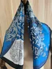 Scarves 2023 arrival fashion brand blue tree 100 silk scarf 9090 cm square shawl twill wrap for women lady hijab 230823