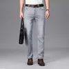 2023 Brand Straight Lightweight Cotton Stretch Denim Men's Business Casual High Waist Thin Light Grey Jeans 38 40 42LF20230824.