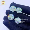 Pass Diamond Tester Gra Certicaite Flower Design Blue Green Lab Diamond Hip Hop Moissanite Stud