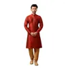 Ubranie etniczne Tradycyjne noszenie mężczyzn Dupion Silk Pajama sukienka