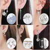 Orecchini a cerchio Trendy Long for Women Real 925 Silver Daisy Flower Cross Coin Earring Gioielli Regali