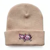 Wide Brim Hats Bucket Cotton Dinosaur Embroidery Thicken Knitted Hat Winter Warm Skullies Cap Beanie For Kid Men Women 230824