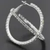 30-90MM Misto Pietra di Cristallo Austriaco 925 Sterling Silver Hoop Circle Orecchino Gioielli Regali Donne Ragazze Trendy Bijoux3147