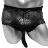 Mutandine gay gay maschile pugile di lingerie fetish boxer in pizzo trasparente manica del pene per pinis man wetlook