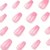 False Nails Long Ballerina Fashion French Glitter Sequins Press On Detachable Gradient Pink Nail Tips Women Girls