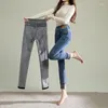 Frauen Jeans verdicken Plüschbleistifthosen Vintage plus samt dünne Frauen hohe Taille Winter Vaqueros Fleece ausgekleidete koreanische Denim -Leggings