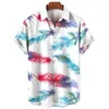 Camisas casuales para hombres Camisa de gran tamaño Gráficos Top Verano Hawaiano para hombres Impresión de plumas 3D Mangas cortas Streetwear Moda 5XL