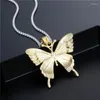 Chaînes en acier inoxydable plein zircon papillon charme pendentif collier pour femmes minimaliste mode bijoux mâle femme colliers e457