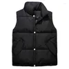 Men's Vests Autumn And Winter Vest Jacket Outerwear Solid Black White Single Breasted Water-Resistant Sleeveless Coat Clothing