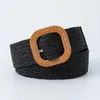 Riemen pp gras geweven riem voor jeans broek vierkante buckle candy color jurk decoratie elastische lange brede taille mode