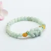 STRAND 6MM GRADE A BURMA JADE PIXIU BRACKET FENG SHUI PULSERA MEN MEN NATUURLIJK