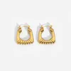 Boucles d'oreilles créoles Lin Shan en acier inoxydable 316L carré Huggie minimaliste en métal plaqué or bijoux imperméables pour femmes filles