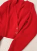 Prezzo di autorizzazione delle maglie da donna Donne Slim magnione magnifica in giuria cardigan signore rosse signore a V-scollo a V Simple Fashion Knitwear Tops