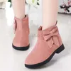 Boots 2022 Girls Fashion Boots Leather Sport Shoes for Girls Bowts Boots Fashion Soft Bottom Princess Boots Boots Kids Sneakers L0824