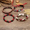 Bangle JessingsHow Boho Meerlagige lager lederen armband set oog charmes armbanden voor man etnische sieraden punk wrap polsbandje