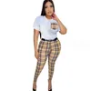 TRABALHO MULHERES FILHAS 2023 Autumn New Fashion Casual Stripe Checker Feminino Feminino Brand Feminino Feminino Conjunto