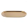 Plates Everoca Oval Brass Metal Stainless Steel Storage Tea Tray Ornaments Plate Fruit Cake