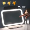 Kompakt Aynalar USB LED Makyaj Aynaları Işıklar Pembe 360 ​​Taşınabilir Katlanabilir Akıllı Seyahat L Makyaj Masa Aynası Kozmetik Vanity Miroir 230823