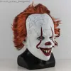 Horror Pennywise Joker Mask Cosplay Scary Creepy Evil Demon Clown Killers Latex Helmet Halloween Carnival Party Costume Props Q230824