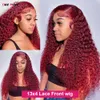 Wigs 99J Burgundy Lace Front Wig 28 30 Inch Deep Wave Frontal Wig 13x4 Garnet Red Curly Lace Front Human Hair Wigs 4x4 Closure Wig