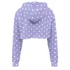 Sweats à capuche pour femmes Belle vague point colibri violet femmes sweat à capuche court sweat-shirt pull à capuche hauts décontractés à manches longues