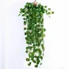 Guirlande de fleurs décoratives, 2 pièces, plante artificielle suspendue, feuille de vigne verte, faux bégonia, rotin, décoration murale de jardin, 90cm