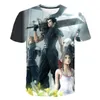 남자 T 셔츠 파이널 판타지 3D 프린트 티셔츠 애니메이션 캐릭터 탑 여름 패션 짧은 슬리브 통기 가능한 플러스 사이즈 티