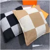 Cushion/Decorative Pillow Nordic Style Model Room Lunch Break Sofa Cushions Car Waist Back Cushion Wool Knitted Pillowcase Autumn Dr Dhsvi