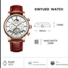 Wristwatches KINYUED Men Tourbillon Watches Automatic Wristwatch Mechanical Business Watch Moon Phase Casual Leather Straps Waterproof Clock