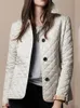 女性Sジャケットキルテッドコート冬用ジャケット女性は2023年のエレガンスオフィスレディーシングル胸ウォームストリートウェア230823のために襟を倒す