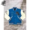 Vestes pour hommes Haut de gamme Marque Laine Baseball Veste Hommes Industrie Lourde Brodé PU En Cuir Manches Courtes Manteau Mode Couple Vêtements 230824