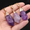 Ketten Naturstein Amethyste raue vergoldete Kopf unregelmäßige Anhänger Halskette für Schmuck Making DIY Accessoires Charme Geschenkparty