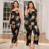 Women's Sleepwear Big Size 4Xl 5Xl Pajamas Women Cmai&pants 2Pcs Sexy Lace Trim Loungewear Satin Home Clothes Summer Nightgown Lingerie